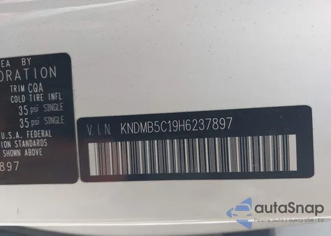 2017 Kia Sedona Lx из США, поврежденный, VIN KNDMB5C19H6237897